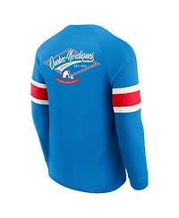 Fanatics Men's Blue Quebec Nordiques Waffle-Knit Raglan Long Sleeve Henley T-Shirt