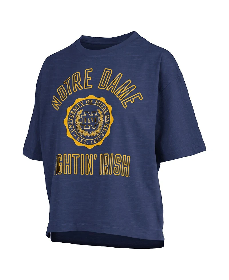 Pressbox Women's Navy Notre Dame Fighting Irish Motley Crew Bishop Waist Length Oversized T-Shirt