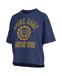 Pressbox Women's Navy Notre Dame Fighting Irish Motley Crew Bishop Waist Length Oversized T-Shirt