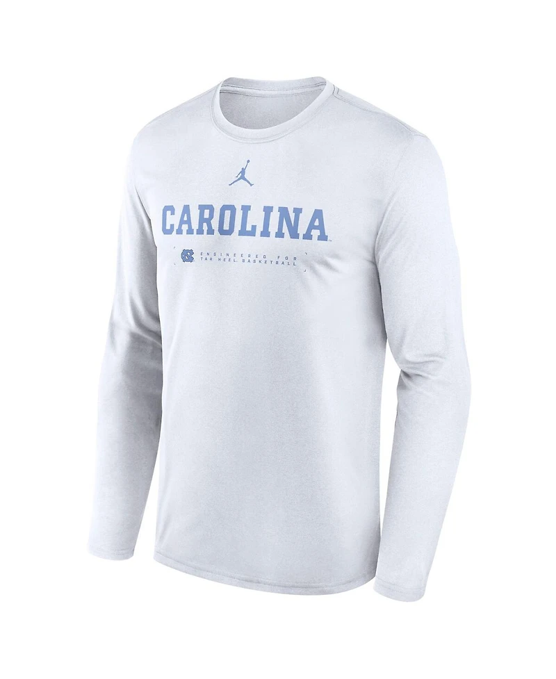 Jordan Men's White North Carolina Tar Heels 2025 Courtside Basketball Shootaround Legend Dri-fit Long Sleeve T-Shirt