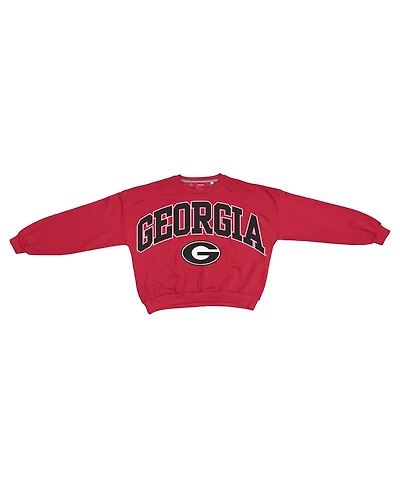 Pressbox Women's Red Georgia Bulldogs Oversized Janice Waist-Length Sweatshirt