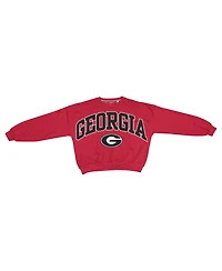 Pressbox Women's Red Georgia Bulldogs Oversized Janice Waist-Length Sweatshirt