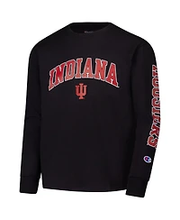 Champion Big Boys and Girls Black Indiana Hoosiers Distressed Arch Over Logo Long Sleeve T-Shirt
