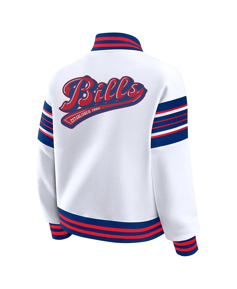 Wear by Erin Andrews Women's White Buffalo Bills Full-Snap Fleece Sweatshirt Jacket