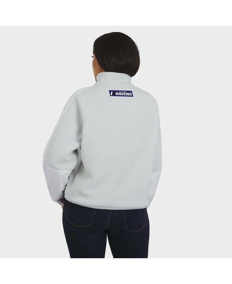 Wear by Erin Andrews Women's White Baltimore Ravens Polar Fleece Half-Zip Jacket