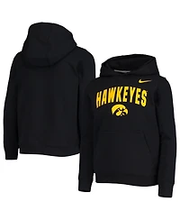 Nike Big Boys and Girls Black Iowa Hawkeyes Club Fleece Pullover Hoodie