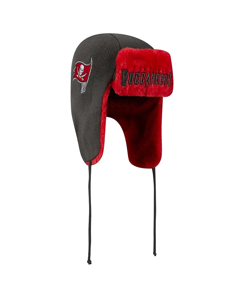 New Era Men's Pewter Tampa Bay Buccaneers Helmet Head Trapper Knit Hat