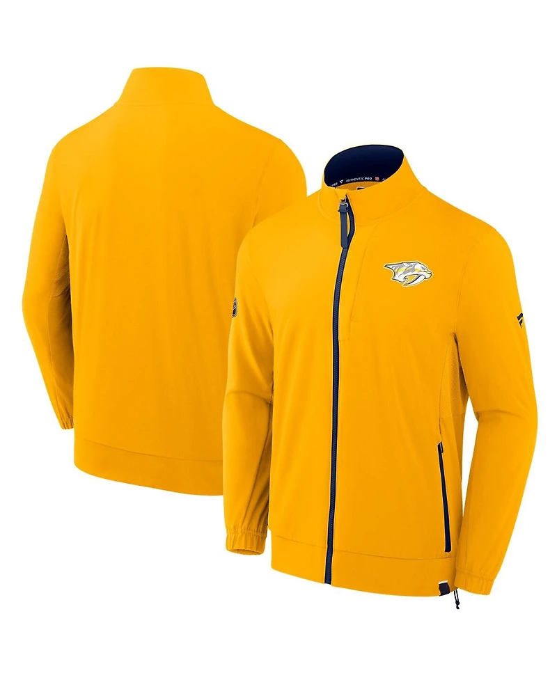 Fanatics Men's Gold Nashville Predators Authentic Pro Rink Coaches Full-Zip Jacket