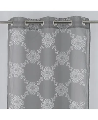 Rt Designer Collection Sheryl 2 Pack Embroidered Dorly Luxurious Decorative Grommet Curtain Panel 36" x 96" Grey