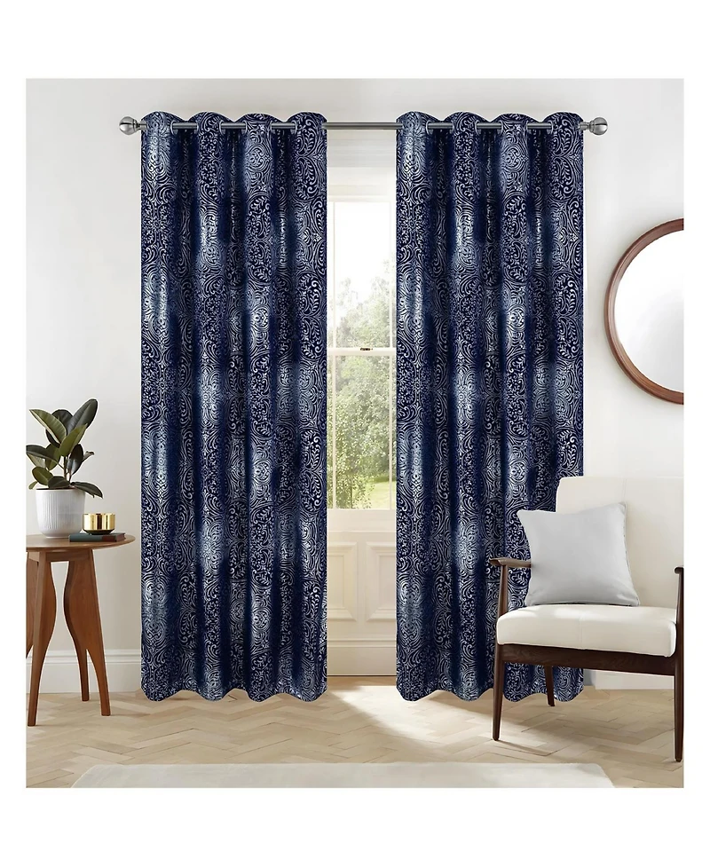 Rt Designer Collection Helena Halo Foil Blackout Luxurious Decorative Curtain Panel