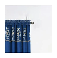 Rt Designers Collection Jayla Stylish & Premium Embroidered Curtain Panel 54" x 90" Navy