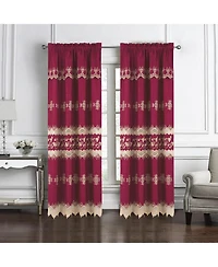 Rt Designer Collection Alice Macrame Luxurious Decorative Rod Pocket Curtain Panel 54" x 84" Burg