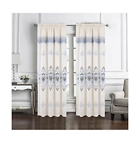 Rt Designers Collection Bonnie Macrame Rod Pocket Room Darkening Curtain Panels for Living Room 52" x 84" Beige