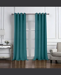 Rt Designers Collection Cole Textured Grommet Room Darkening Curtain Panel 54" x 84" Teal
