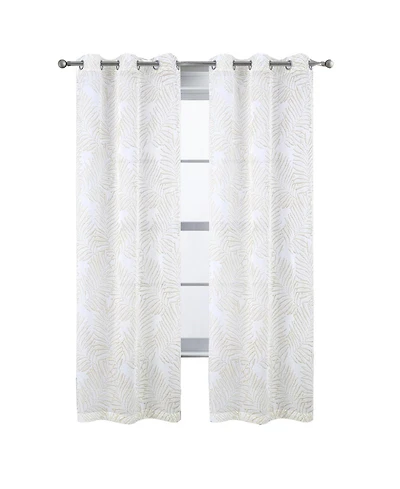 Rt Designers Collection Faye Grommet Metallic Sheer Printed Doily Curtain Panel 54" x 95" Taupe