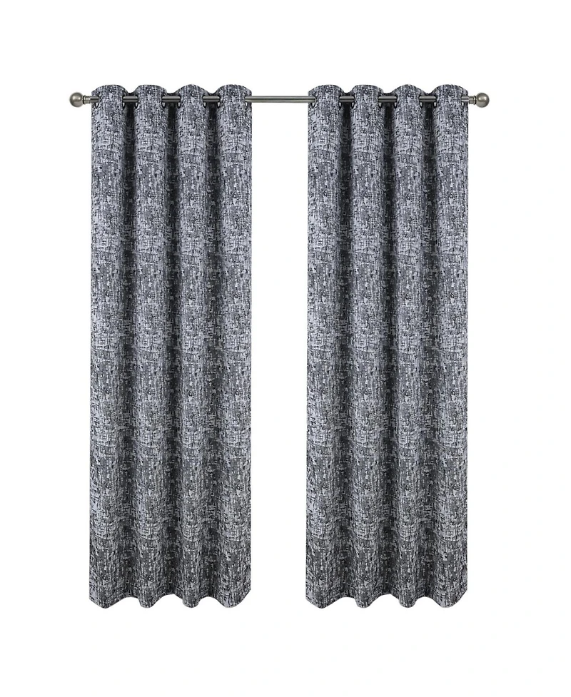 Rt Designer Collection Cambridge Jacquard Luxurious Decorative Grommet Curtain Panel 54" x 90" Charcoal