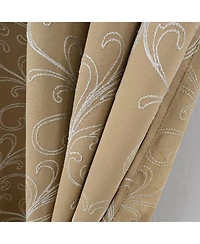 Rt Designer Collection Kimber Embroidered Blackout Luxurious Decorative Grommet Curtain Panel 54" x 84" Taupe