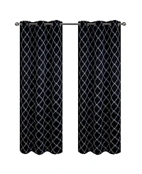 Rt Designer Collection Gable Embroidered Blackout Luxurious Decorative Grommet Curtain Panel 54" x Black