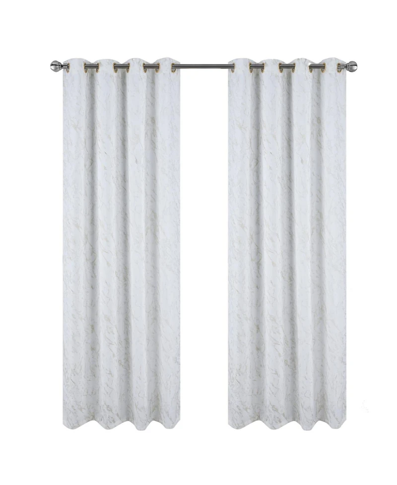 Rt Designer Collection Heidi Halo Foil Blackout Luxurious Decorative Grommet Curtain Panel 54" x 90" White