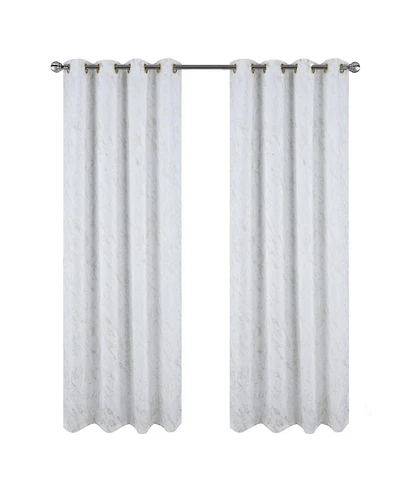 Rt Designer Collection Heidi Halo Foil Blackout Luxurious Decorative Grommet Curtain Panel 54" x 90" White