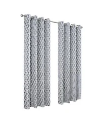 Rt Designer Collection Justice Printed Blackout Luxurious Decorative Grommet Curtain Panel 54 X22 X 95 X22 Grey