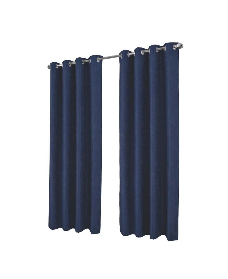 Rt Designer Collection Cassi Shimmer Jacquard Grommet Curtain Panel 54" x 90" Navy Blue