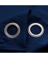 Rt Designer Collection Calypso Shimmer Jacquard 2 Pack Grommet Curtain Panel Pair 36" x 84" Navy Blue