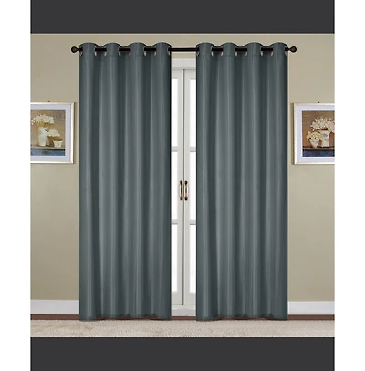 Rt Designers Collection Kennedy Room Darkening Grommet Curtain Panel 54" x 84" Charcoal