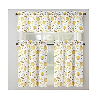 Rt Designer's Collection Tribeca Honey Printed Slub 3 Pieces Kitchen Curtain Set