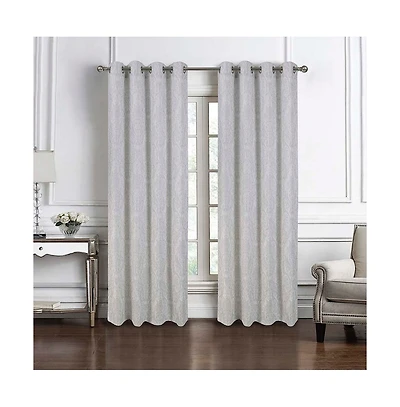 Rt Designers Collection Bridgeport Jacquard High Quality Light Filtering Grommet Curtain Panel 54" x 90" Silver
