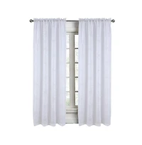Rt Designers Collection Andrea Emb Metallic Doily Rod Pocket Room Darkening Curtain Panels for Bedroom 54" x 95" White