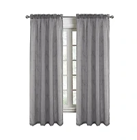 Rt Designers Collection Pearl Emb Metallic Doily Rod Pocket Room Darkening Window Curtain Panel for Bedroom 54" x 95" Charcoal
