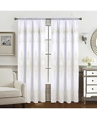 Rt Designers Collection Daisy Embroidery Grommet Curtain Panel With Attached Valance 54" x 84" White
