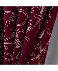 Rt Designer Collection Kimber Embroidered Blackout Luxurious Decorative Grommet Curtain Panel 54" x 84" Burgundy