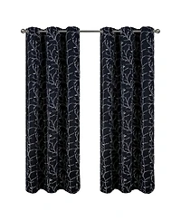 Rt Designer Collection Luciana Embroidered Blackout Luxurious Decorative Grommet Curtain Panel 54" x 90" Black