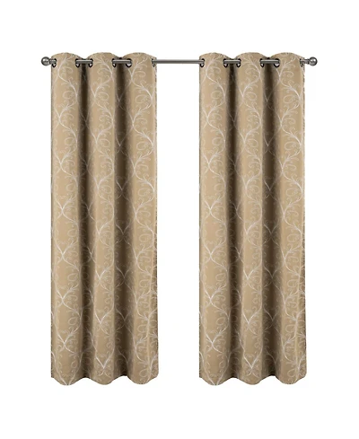 Rt Designer Collection Kimber 2 Pack Embroidered Blackout Luxurious Decorative Grommet Curtain Panel 36" x 84" Taupe