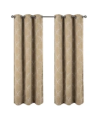 Rt Designer Collection Kimber 2 Pack Embroidered Blackout Luxurious Decorative Grommet Curtain Panel 36" x 84" Taupe