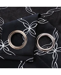 Rt Designer Collection Gable 2 Pack Embroidered Blackout Luxurious Decorative Grommet Curtain Panel 36" x 84" Black