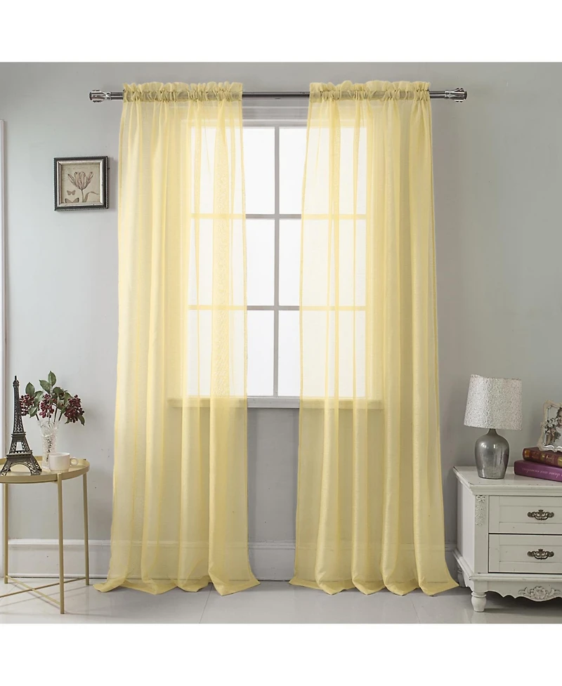 Rt Designer Collection Celine Sheer Luxurious Modern Design Curtain Panel 54" x 84" Gold
