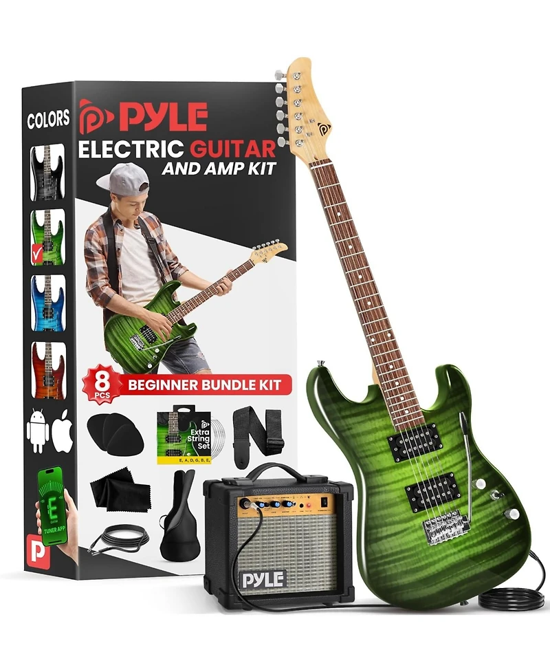 Pyle 6-String Electric Guitar Kit- Includes Amplifier with Accessory Kit