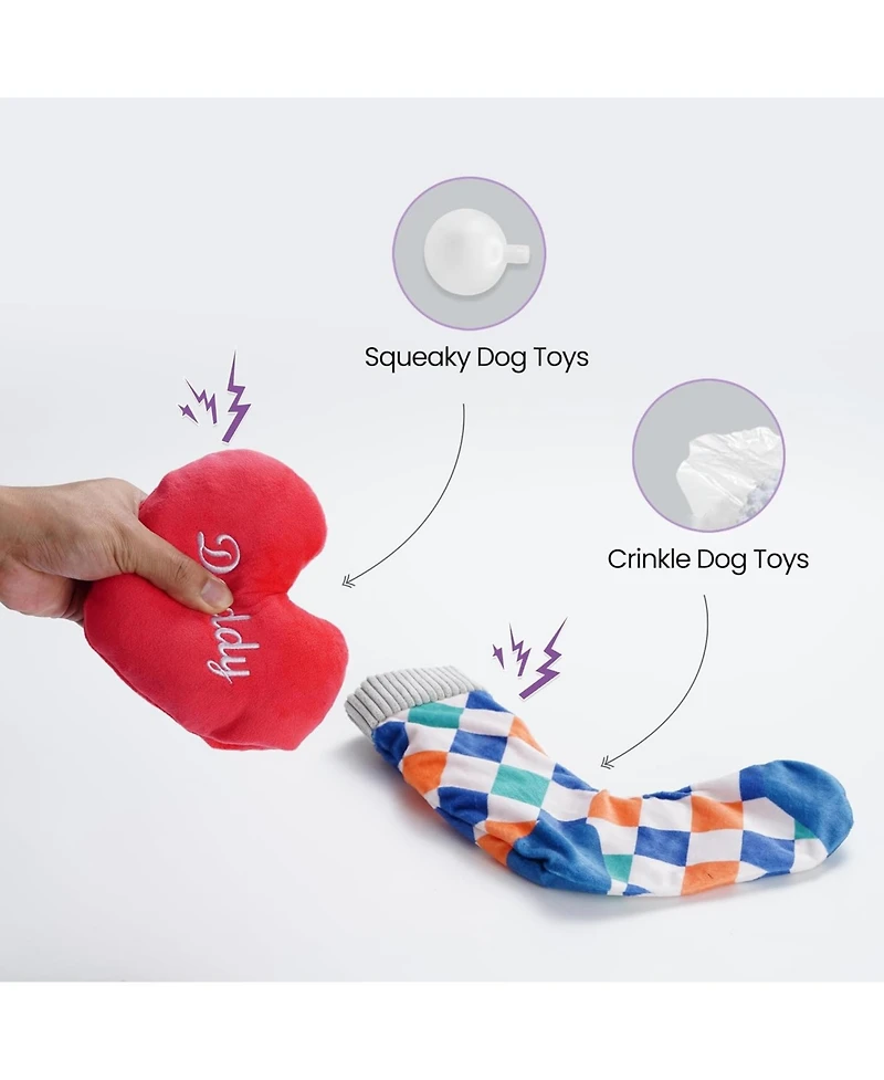 Nocciola 5 Pcs Father's Day Plush Dog Toys, Father's Day Gift, Interactive Dog Toys with Giggle Crinkle Squeaky Sounds, Birthday Gift, Gifts from Daug