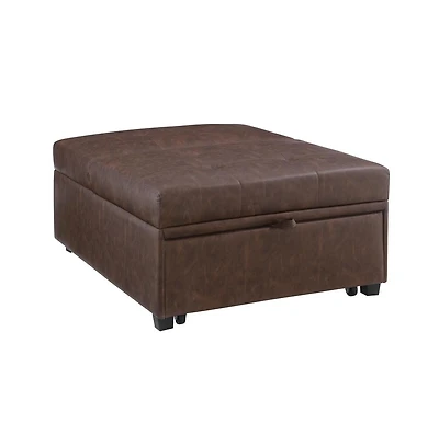 Powell Boone Sofa Bed, Brown Faux Leather