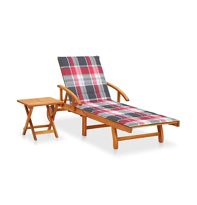 vidaXL Patio Sunlounger With Table Natural wood Solid acacia wood Standard
