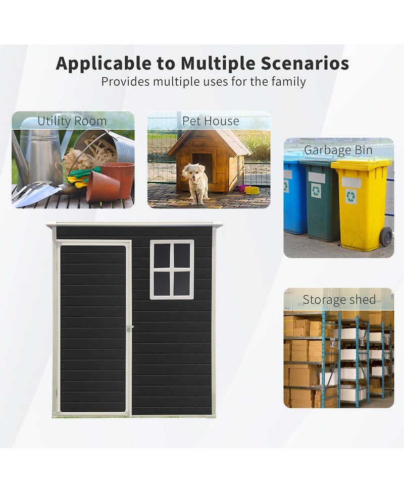 Streamdale 5 ft x 3 ft Outdoor Plastic Storage Shed with floor, Black)