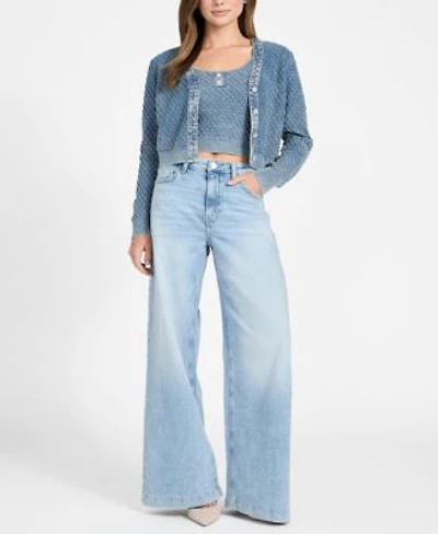 Guess Womens Long Sleeve V Neck Lylah Cardigan Sweater Tank Top Sweater