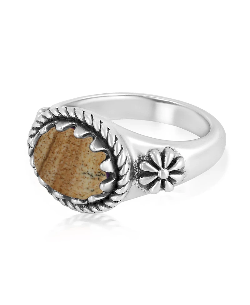 American West Jewelry Sterling Silver Picture Jasper East Ring
