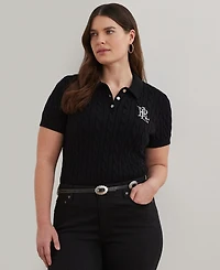 Lauren Ralph Plus Cable-Knit Polo Shirt