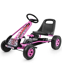 Sugift 4 Wheels Kids Ride On Pedal Powered Bike Go Kart Racer Car Outdoor Play Toy-Pink