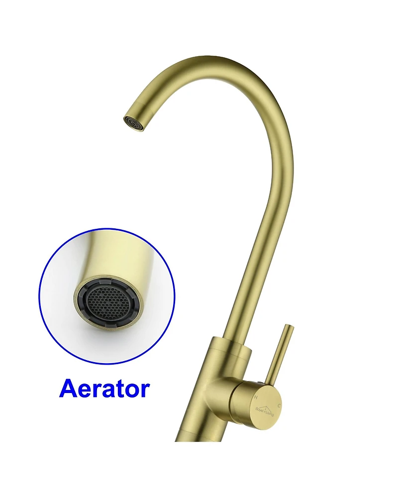 Boyel Living Freestanding Floor Mount Single Handle Bath Tub Filler Faucet with Water Supply Lines in Brushed Gold