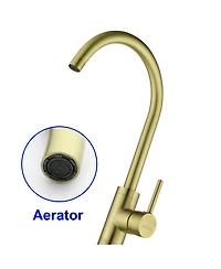 Boyel Living Freestanding Floor Mount Single Handle Bath Tub Filler Faucet with Water Supply Lines in Brushed Gold